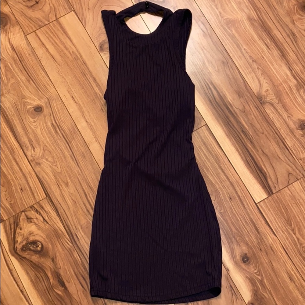 New opened back navy blue/black bodycon party dres